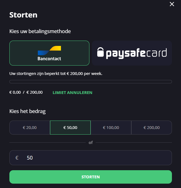 Bancontact betaalmethode - Online casino